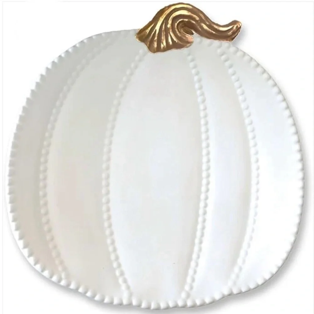 12” Pumpkin Platter with Gold Accent